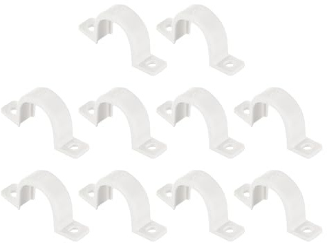 uxcell PVC Pipe Straps, 50pcs 20mm(3/4) Conduit Clamp Clip Two Hole Plastic Straps for Pipes Cables