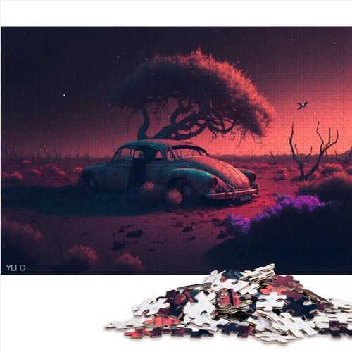 Puzzle für Erwachsene, verlassenes Auto, 1000 Teile, Papppuzzle, Holzpuzzle, Spielzeug für Erwachsene, Kinder, Puzzle, pädagogische Größe (50x75 cm)