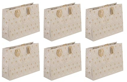 Eurowrap - 32451-6Cpack - Un lot de 6 sacs cadeaux adulte - Grands formats 37,3x11,8x27,5cm - Géométrique - Qualité supérieure, résistant :210g - idéal pour : jeux de société, puzzles, coffrets