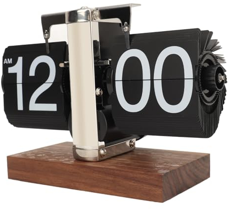Ejoyous Flip Clock Digital Flip Down Clock Retro Automatische Wenddigitale Uhr Batteriebetriebene Mechanische Uhr Modern Wohnzimmer und Büro Deko (Edelstahl schwarz)