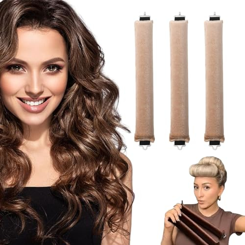 Yeria Lot de 3 bigoudis sans chaleur pour cheveux moyens et longs - Ruban à boucler en velours pour des boucles saines - Bigoudis DIY pour dormir