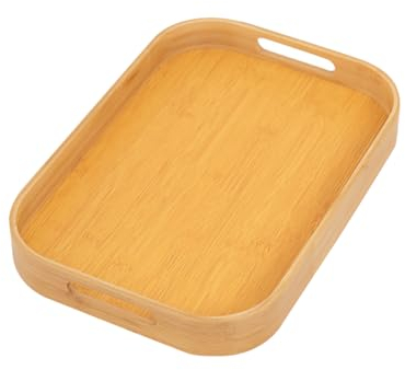 Bandeja de Servir de Bambú Con Asas - Madera, Cocina, Desayuno, Té, Mesa de Café, Decorativa Para Cama