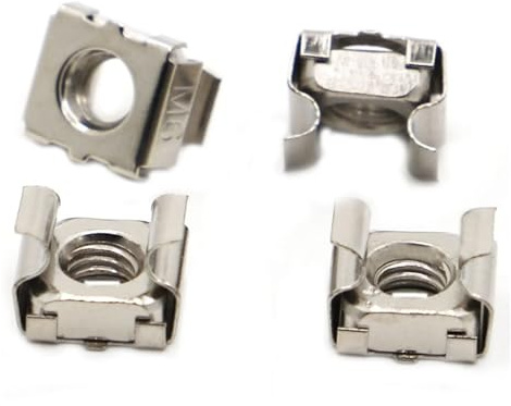 Tuercas enjauladas, marco abierto, 10 piezas Tuercas flotantes de cuarteto M4 M5 M6 M8 M10 Carcasa elástica de casete de acero al carbono chapado Tuercas enjauladas(M6)