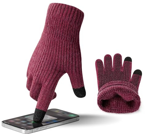 ineepor Alpaca Winter Thermal Gloves for Men Womens Touch Screen Warm Wool Gloves with Grip Anti-Slip Driving Dog Walking Smartphone