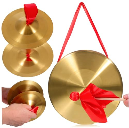ULDIGI Juego De Gong y Platillos Gong Chino 22cm 15cm Instrumento De Percusión