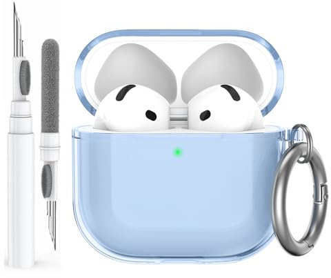 AhaStyle Clear Airpods 4 Custodia Cover [Anti-ingiallimento] Pelle di copertura in TPU con kit di pulizia per Apple AirPods uarta generazione 2024 Supporto custodia di ricarica USB-C ricarica wireless