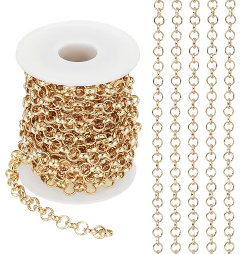 PATIKIL 16,4 fot cirkel länkkedja, 8 mm kedja rulle trottoarkant kedja smycken tillverkning länkar spole metall hantverk kedja halsband kedjor för gör-det-själv tillverkning tillbehör halsband armband