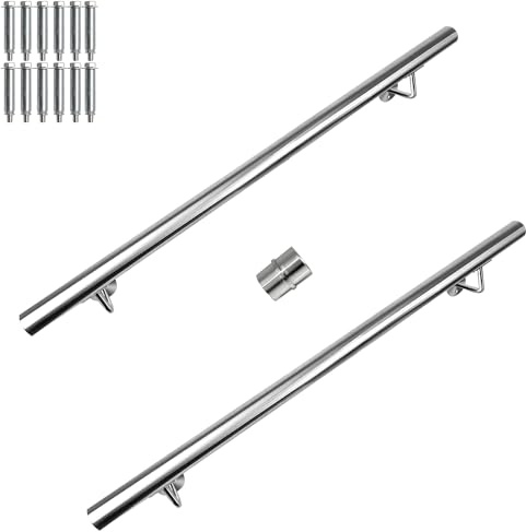 FINEUNAN Edelstahl Handlauf Geländer für Treppen Brüstung Balkon - Wandhandlauf Wandhalterung - Innen und Außen Handlauf Geländer Treppengeländer Edelstahl (180CM)