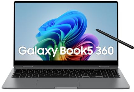 Samsung Galaxy Book5 360, Ordenador Portátil IA 15,6, Procesador Intel Core Ultra 7, 16GB RAM, Almacenamiento 1TB, Windows 11 Home, Gris, Teclado QWERTY Español