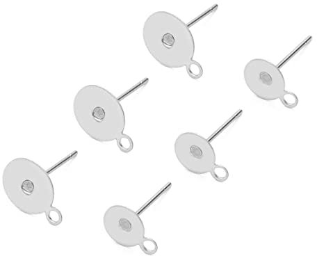 COLLBATH 100stücke Flache Runde Ohrstecker Aus Mit Blank Basis Ohrstecker-komponenten Für Diy-ohrringherstellung Silberfarben Zubehör Für Schmuck Und Kunsthandwerk