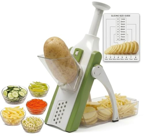 ARSUK Safest Mandoline Vegetable Slicer/Chopper– Multifunction Veg Cutter, Food Slicer for Chips, Salad, Onion & Potato Slicing with Vegetable Dicer– 4 Modes (Julienne, Slice, Dice, Chop) + Grater