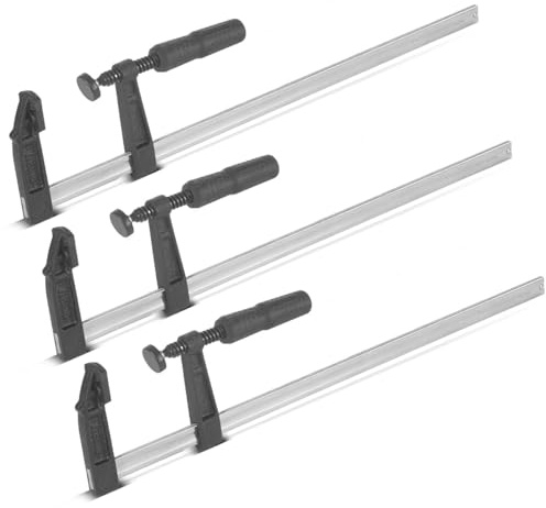 STAHLWERK Schraubzwinge 80x500 mm 3 x kraftvolle Klemmzwinge aus Stahl | F-Zwinge aus Kunststoff zum Fixieren von Werkstücken, stabile Zwinge mit Spannweite 500 mm, Spanntiefe 80 mm