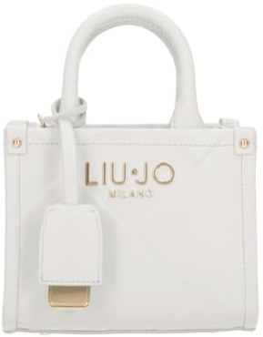 Liu Jo Borsa a Mano, 18 x 14,5 x 10,5 cm, Similpelle Bianca con Logo Metallico, Tracolla Regolabile