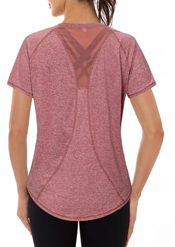 Gyabnw Sportshirt Damen Locker Sport Tshirt Kurzarm Funktionsshirt Wandern Laufshirt Atmungsaktiv Shirts Sportoberteil Lauf