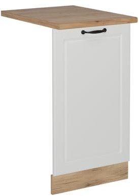 Vicco Panel Frontal del lavavajillas R-Line, Blanco casa de Campo, 45 cm, ET Roble, para combinación Libre Dentro de Sistemas de Cocina modulares