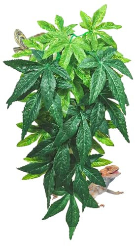 DONGKER Plante Artificielle Suspendue pour Terrarium de Reptiles,30,5cm Plantes Terrarium Décoration D'habitat avec Ventouses,pour Dragon Barbu,Lézard,Gecko,Grenouille,Accessoires pour Aquarium