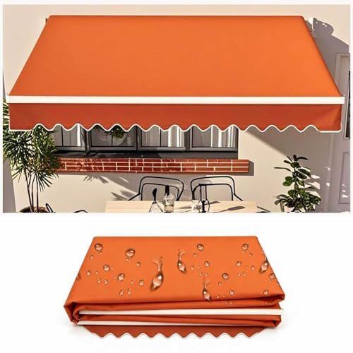 Manual Awning Replacement Fabric (Fabric Only) Retractable Outdoor Patio Garden Polyester Canopy Outdoor Sunshade Canopy Awning Cover for Yard, Deck, Balcony,Orange,10x8ft/300x250cm