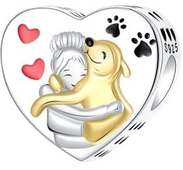 BIZK Hund und Frauen Charm Anhänger für Armband 925 Sterling Silber Charm Bead Pendant für Europäische Armbänder und Halsketten