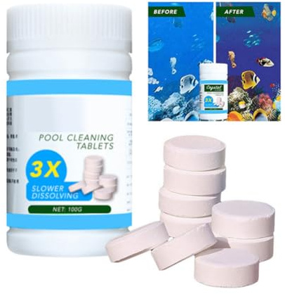 Pool Cleaning Tabletes, Compresse Effervescenti Per Piscina, Swimming pool Tablets, per Piscina, Toilette, 100g