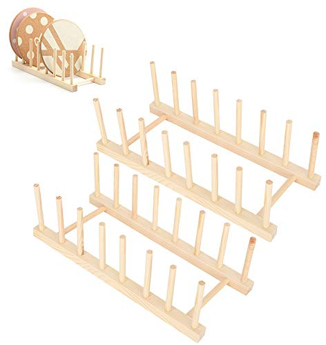 ZAWELIYO 2 Set de Plato Estante de Almacenamiento de Madera Organizador de Utensilios de Cocina Estantería de Madera Sólida Adornos para el Hogar para el Dormitorio de Baño de Cocina 31
