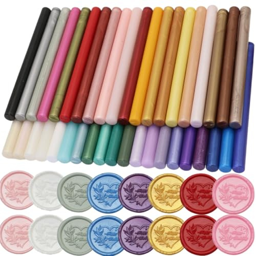 40 Stück Dichtung Wax Sticks für WaxSeal Stempel, Sortierte Farbe Dichtung WaxGlue Pistole Wax Siegel Sticks MiniWax Pistole Stick, Mischfarben WaxSeal Kit Great für Hochzeitseinladungen (40)