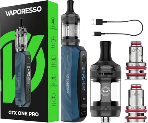Vaporesso GTX One Pro Mod Kit con batería integrada de 3000mAh + Atomizador XTank T (3ml, carga superior) - Compatible con resistencias GTX (0.6Ω/1.2Ω) - No Nicotine (Azul)