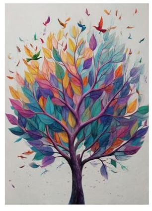 XENIOU Quadro albero della vita da parete Alberi colorati astratti stampe da parete, stampe su tela, La Casa Camera da Letto Soggiorno Bagno Cucina Ufficio.(blu)-70x100cm Non incorniciato