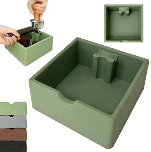 MORAINJAY Avknackningsbehållare för kaffesump portafilter espresso, grön silikon knackbox för kaffe 16 x 15 x 6,5 cm avknackningslåda – kaffemaskin rak mynning hink perfekt för portafiltermaskiner