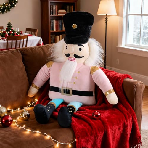 Lanpn Weihnachtskissen, Nussknacker Kissen Weihnachts Kissen Dekokissen Flauschiges Zierkissen für Geschenk Party Bett Sofa Couch Innenbereich Weihnachtsdeko (Rosa, 59x79cm)