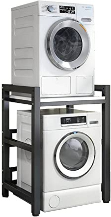 Kit d'empilage réglable pour lave-linge et sèche-linge à chargement frontal – Support de rangement peu encombrant pour lave-linge, capacité de 400 kg pour des solutions efficaces de buanderie