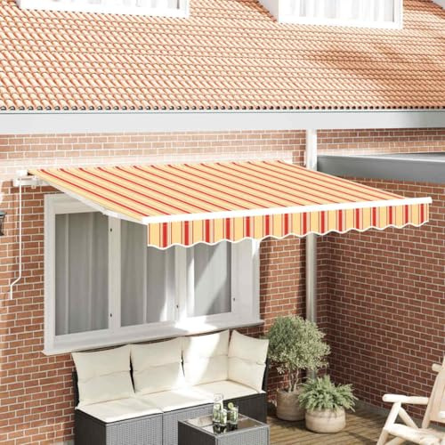 Qnhdfrt Gelenkarmmarkise 350x200 cm einziehbar wetterfestes Polyester Aluminium Modernes Terrassendach Sonnenschutz für Garten Balkon und Außenbereich