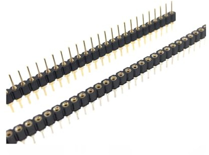 Harrisen Stecker- und Buchsenleiste, vergoldet, 1×40, 40Pin, 5 Paare | Einreihig, Runder Stift, Gerade Nadel, Für Leiterplatten, Computer und Steckbrett, DIY-Schaltkreisherstellung, Schweißen