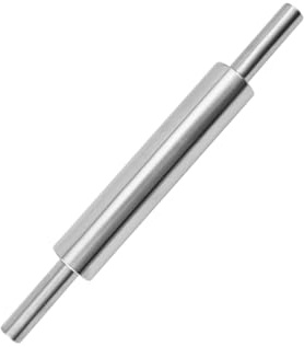 Nudelholz Einstellbares Edelstahl Teigroller, Antihaft Metall Nudelhölzer Fondant Teigrolle Teigausroller Wellholz Nudelrolle, Backzubehör Rolling Pin für Pizza, Cookie, Gebäck Teig (Silver)
