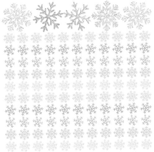 Xoeryoy 100 Stück Weihnachts-Aufnäher, glitzernde Silberne Schneeflocken-Stickapplikationen zum Nähen von Kleidung, Kleidern, Jeans, Hemden, DIY-Stirnbändern, Taschen