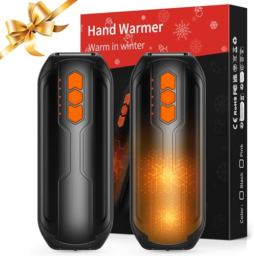 VIWAVE Lot de 2 Chaufferette Main Rechargeable USB avec LED,Portable Chaufrettes Reutilisable Main,Chauffe Main Electrique de 5 Réglages de Température,Ski,Camping,Plein Air,Cadeau Homme Femme