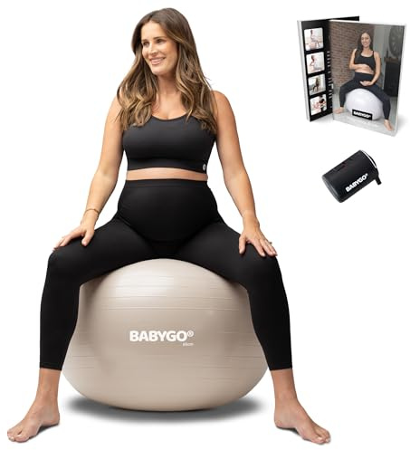 BABYGO® Birthing Ball, Pregnancy & Labour, Award Winning Book | NHS Supplier. UK Brand, Loved By Over 1 Million Mums. Anti-Burst, Non-Slip. Online Exercises for Yoga, Birth & Recovery