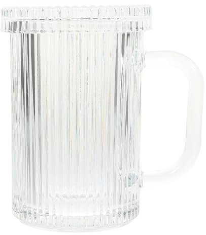 SHINEOFI Mug en Verre Transparent avec Couvercle, Gobelet à Eau Domestique Polyvalent, Tasse à Thé et Café Portable, Verre à Bière Élégant pour Usage Maison et Restaurant, Capacité