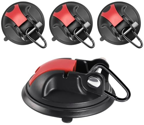 NICEWAT 4 Stück Saugnapf Haken, Starke Saugnäpfe Tragfähigkeit 30KG, Saugnapf Camping Set mit D Haken, Saugnapf Haken Stark Set für Camping und Haushalt