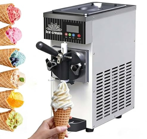 SIEEOUR Soft Serve Ice Cream Machine,Ice Cream Making Machine With Auto Clean, 2.5l Tank & 1l Cylinder, 4-5 L/H Yield,For Supermarkets & Snack Bars,Bars & Coffee Shops,Restaurants(Cream)