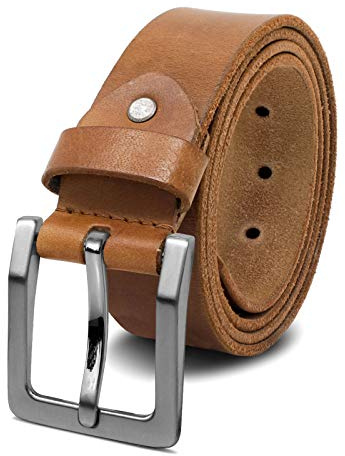 ROYALZ Antik Vintage Ledergürtel für Herren Büffel-Leder aus robusten 4mm Voll-Leder Jeans-Herren-Gürtel mit Dornenschließe 38mm