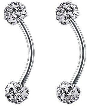 ZeSen Jewelry Anello Sopracciglio Sfera di Cristallo 16g Piccolo 4 Millimetri Curvo Barbell Helix Daith cartilagine Rook penetrante Chiaro