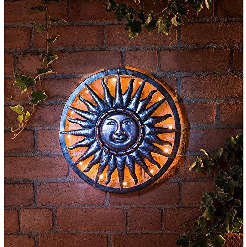 spot on dealz 40cm Bronze Sun Metal Wall Art Bronze Finish Garden Outdoor Decoration