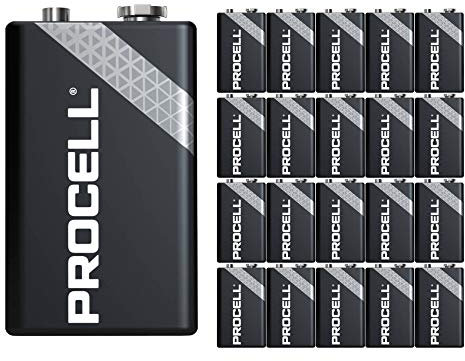 20 Pack - Duracell Procell 9V Batteries | 9 Volt Industrial Power Alkaline Battery | Home or Office Use | Car Air Freshener Promo Pack | Reliable Long Lasting Power