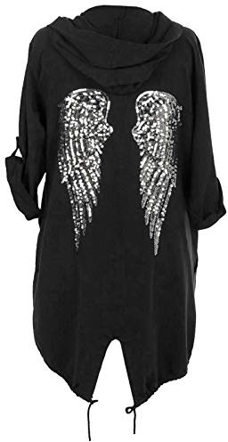 Top Fashion18 Womens Sequin Angel Wings Back Baggy Oversized Hoodie Cardigan Jacket Sweatshirt Top