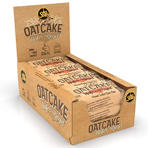 ALL STARS Oatcake Haferriegel 12 x 80g Peanut Butter Choc Chip | Handmade Energy Bar im Ofen gebacken, Energieriegel fürs Training, mit 41g Kohlenhydraten, enthält wichtige Mineralstoffe