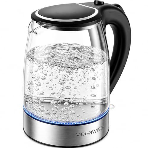 Megawise Electric Glass Kettle with Auto Shut-Off (1.8L)