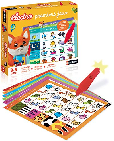 Nathan Nathan - Electro Premiers Jeux - Reconnaitre les Formes et les Couleurs - Jeu Educatif Electronique - 1 Stylo Sonore et Lumineux Inclus - Pour Enfants de 3 à 5 ans