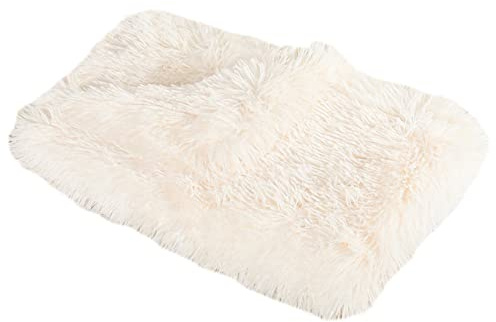 GUOCU Hundedecken Flauschig Plüsch Katzendecke Super Softe Weiche Warme Einfarbig Doppeilseitige Haustierdecke Weiche Fleecedecke Waschbare, Bett Decken für Hunde Und Katze,Weiß,100×75cm