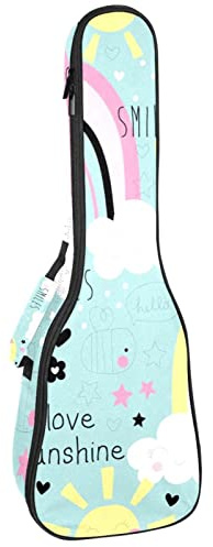 Ukulele väska söt regnbåge moln sol ukulele fodral för sopran tenor konsert 23 tum 10 mm tjock mjuk vadderad justerbara remmar spelväska