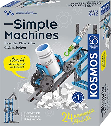 KOSMOS 620868 Simple Machines, Mechanik-Bausatz für 24 Modelle wie Flaschenzug und Kran, inklusive Federwaage, Experimentierkasten für Kinder ab 8-12 Jahre, Physik einfach verstehen, Mint Spielzeug